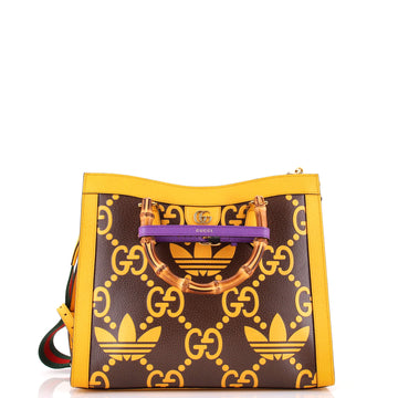 Gucci x adidas Diana NM Bamboo Handle Tote Jumbo GG Embossed Leather Medium