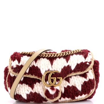 Gucci GG Marmont Flap Bag Knit Houndstooth Wool Small