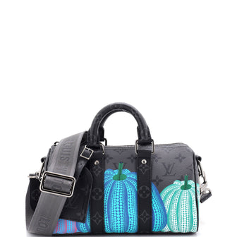 Louis Vuitton Keepall Bandouliere Bag Yayoi Kusama Pumpkins Reverse Monogram Eclipse Canvas 25