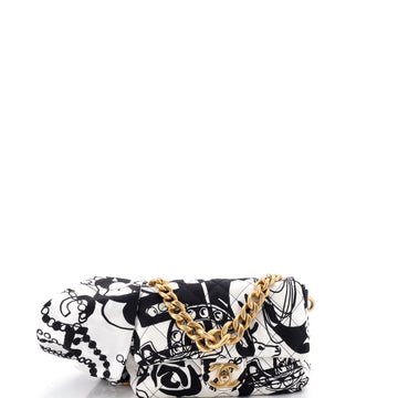 Chanel Deer Coco Flap Bag Quilted Printed Canvas Mini