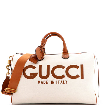 Gucci Logo Convertible Duffle Bag Printed Canvas Large