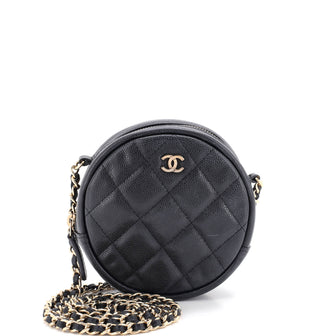 Chanel Round Clutch with Chain Quilted Caviar Mini