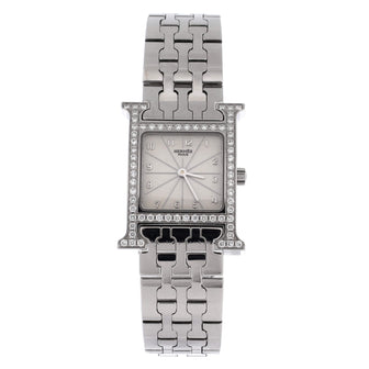 Hermes Heure H Quartz Watch Stainless Steel with Diamond Bezel 21