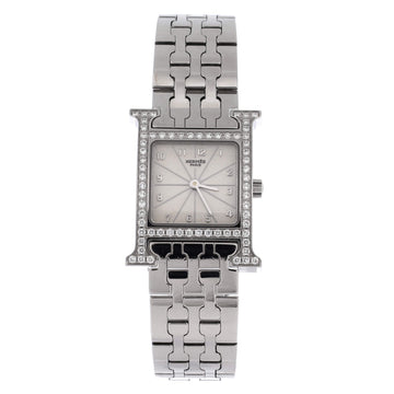 Hermes Heure H Quartz Watch Stainless Steel with Diamond Bezel 21