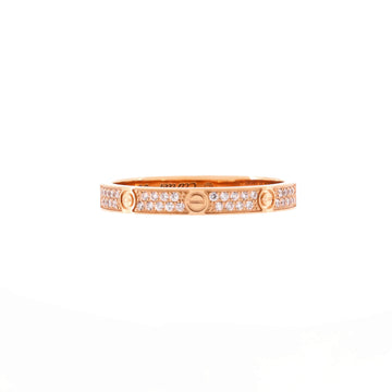 Cartier Love Wedding Band Pave Diamonds Ring 18K Rose Gold and Diamonds Small
