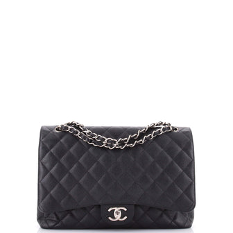 Chanel Classic Double Flap Bag Quilted Caviar Maxi