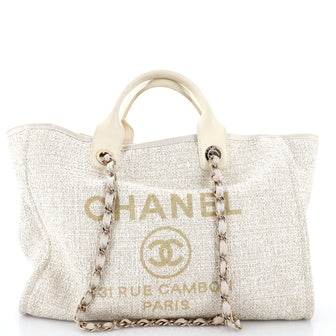 Chanel Deauville Tote Raffia with Glitter Detail Medium