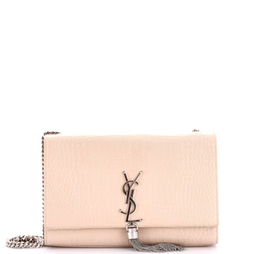 Saint Laurent Classic Monogram Tassel Crossbody Bag Crocodile Embossed Leather Medium