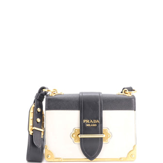 Prada Cahier Crossbody Bag Leather and Saffiano Leather Small