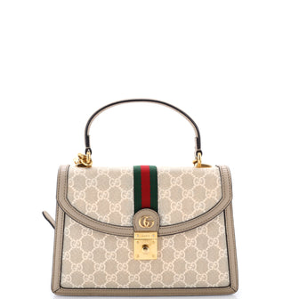 Gucci Ophidia Flap Top Handle Bag GG Coated Canvas Small