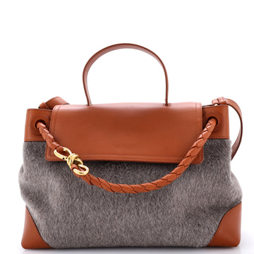 Bottega Veneta Ciao Ciao Top Handle Bag Wool with Leather and Intrecciato Detail Medium