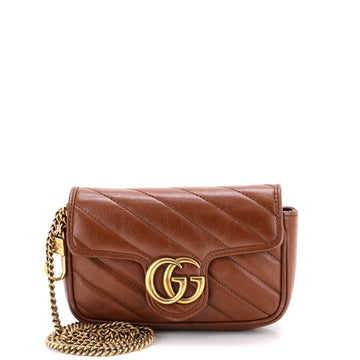 Gucci GG Marmont Flap Bag Diagonal Quilted Leather Super Mini