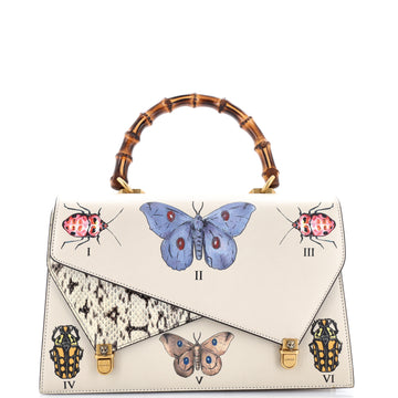 Gucci Ottilia Top Handle Bag Painted Leather with Snakeskin Medium