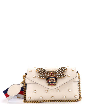 Gucci Broadway Pearly Bee Shoulder Bag Embellished Leather Mini