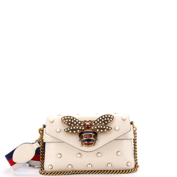 Gucci Broadway Pearly Bee Shoulder Bag Embellished Leather Mini