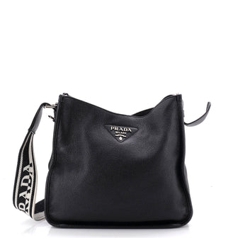 Prada Logo Strap Hobo Leather Medium