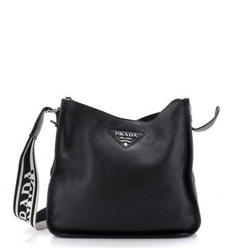 Prada Logo Strap Hobo Leather Medium