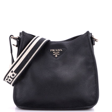 Prada Logo Strap Hobo Leather Medium