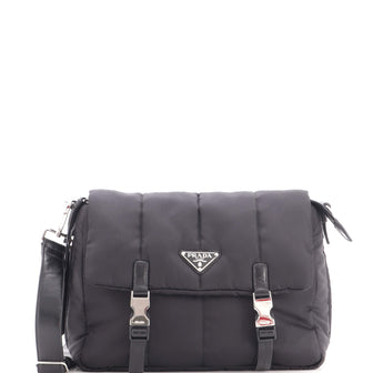 Prada Zip Buckle Messenger Bag Tessuto Medium