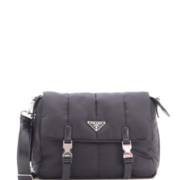 Prada Zip Buckle Messenger Bag Tessuto Medium
