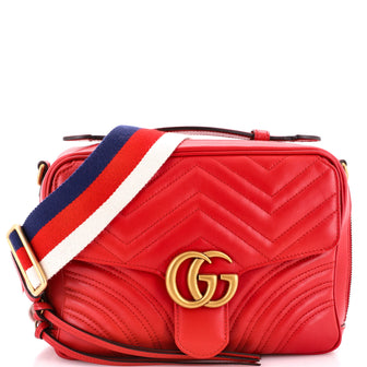 Gucci GG Marmont Zip Around Camera Bag Matelasse Leather Small