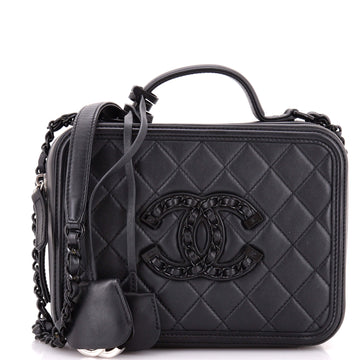 Chanel Filigree Vanity Case Quilted Lambskin with Chain Detail Medium