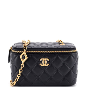 Chanel Classic Vanity Case with Resin Pearl Chain Quilted Lambskin Small