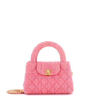Chanel Kelly Top Handle Shopping Bag Quilted Tweed Mini