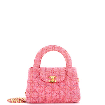 Chanel Kelly Top Handle Shopping Bag Quilted Tweed Mini