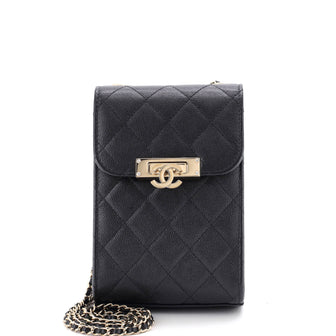 Chanel Golden Class Phone Holder Crossbody Bag Quilted Caviar