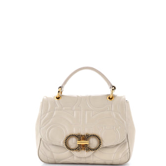 Salvatore Ferragamo Gancini Turnlock Top Handle Bag Gancini Quilted Leather Medium