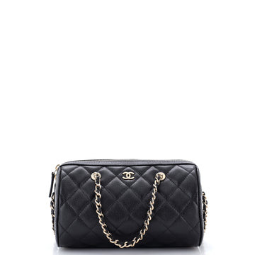 Chanel CC Bowling Clutch with Chain Quilted Caviar
