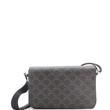 Celine Flap Messenger Bag Triomphe Coated Canvas Medium