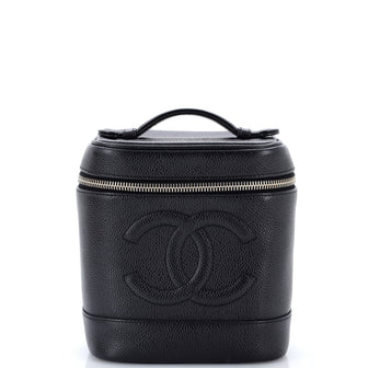 Chanel Vintage Timeless Cosmetic Case Caviar Tall