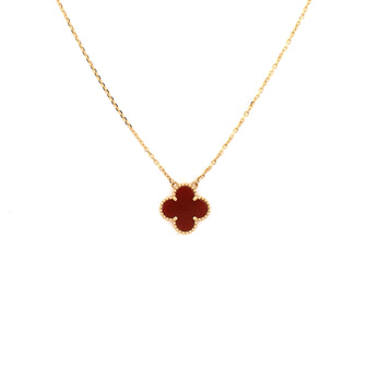 Van Cleef & Arpels Vintage Alhambra Pendant Necklace 18K Yellow Gold and Carnelian