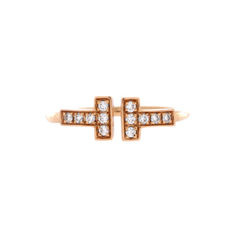 Tiffany & Co. T Wire Ring 18K Rose Gold with Diamonds