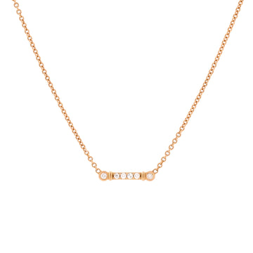 Tiffany & Co. Fleur de Lis Key Bar Pendant Necklace 18K Rose Gold and Diamonds