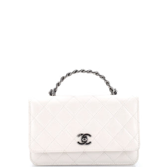 Chanel Crystal Top Handle Wallet on Chain Quilted Lambskin