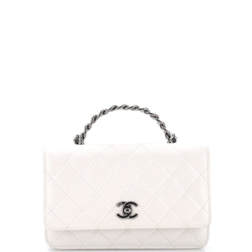 Chanel Crystal Top Handle Wallet on Chain Quilted Lambskin