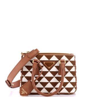 Prada Galleria Double Zip Tote Printed Fabric Mini
