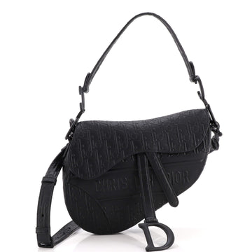 Christian Dior Saddle Handbag Oblique Embossed Calfskin Medium