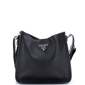 Prada Logo Strap Hobo Leather Medium