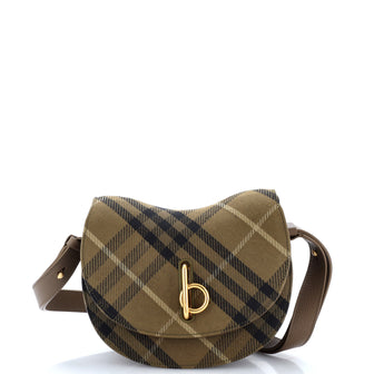 Burberry Rocking Horse Shoulder Bag Check Jacquard with Leather Mini