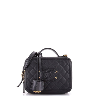 Chanel Filigree Vanity Case Quilted Caviar Medium