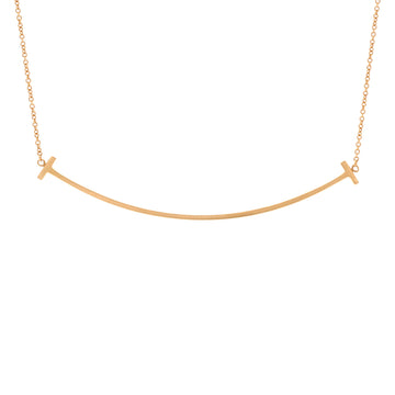 Tiffany & Co. T Smile Pendant Necklace 18K Rose Gold Large