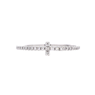 Tiffany & Co. T Wire Band Ring 18K White Gold with Pave Diamonds