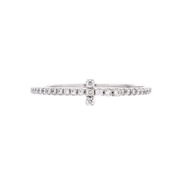 Tiffany & Co. T Wire Band Ring 18K White Gold with Pave Diamonds