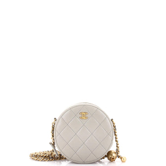 Chanel Pearl Crush Round Clutch with Chain Quilted Lambskin