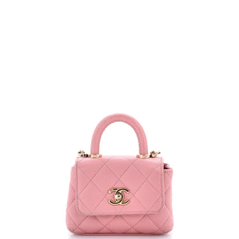 Chanel Coco Top Handle Clutch with Chain Quilted Caviar Mini