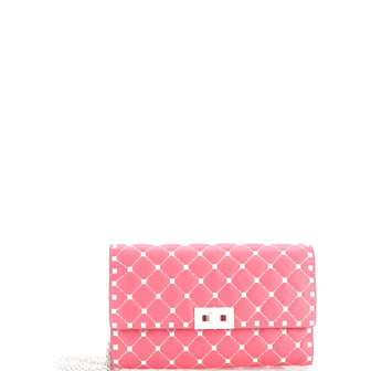 Valentino Garavani Rockstud Spike Wallet on Chain Quilted Leather Small